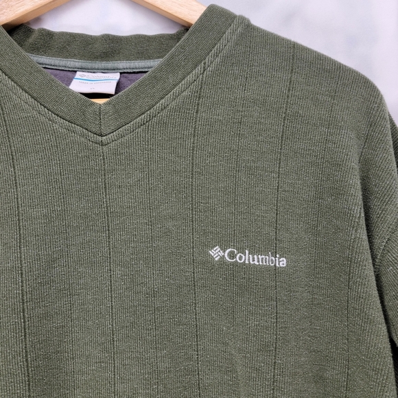 Columbia Olive Green Cotton Long Sleeve V-Neck Sweater Size XL - Picture 2 of 4